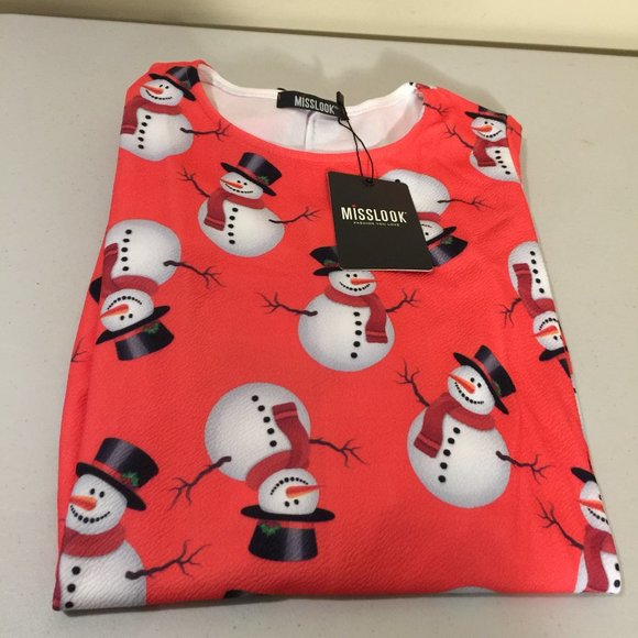 MISSLOOK Tunic Top M/L Holiday Snowman Christmas - Picture 15 of 15